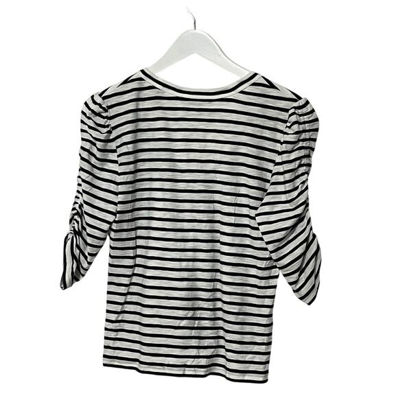 VERONICA BEARD TOP WOMENS SIZE SMALL NETTO TEE SHIRT PUFF SLEEVE NAVY WHITE - Picture 7 of 15